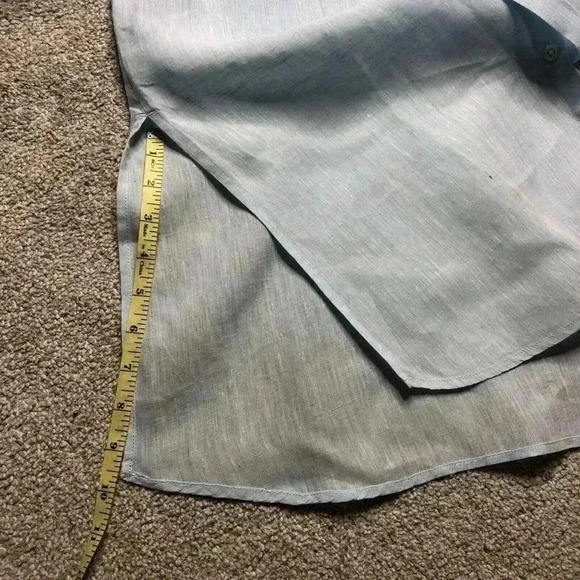 J Jill Linen Tunic Petite Blue Button Down Collared Long Sleeves - Picture 7 of 9